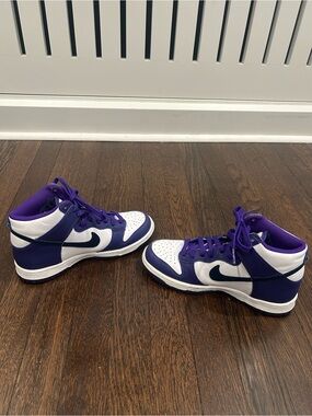 EUC Nike Dunk High Big Kids Electro Purple/Midnight Navy Sneakers Size 5Y